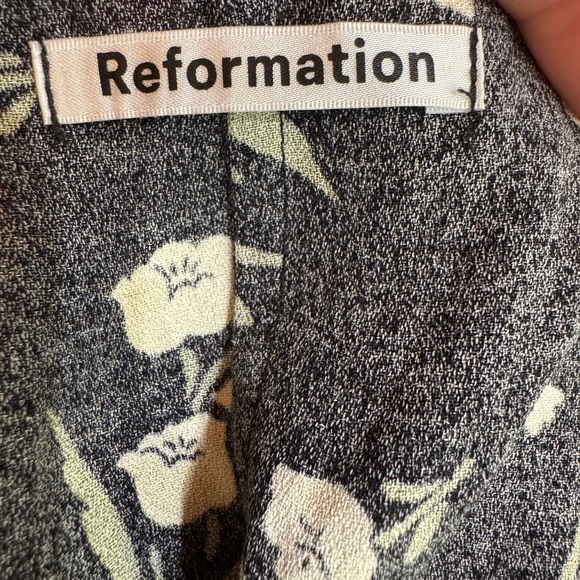 Reformation Lily of the Valley Wrap Blouse S Black Puff Sleeve Cottagecore - Picture 5 of 6